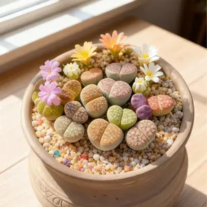 Lithops Living Stone Succulent  10pc（0.6-0.8）– Rare Cute Pebble Plant for Home Decor | Real Plant, Easy Care, Low Maintenance, Indoor Garden Gifta