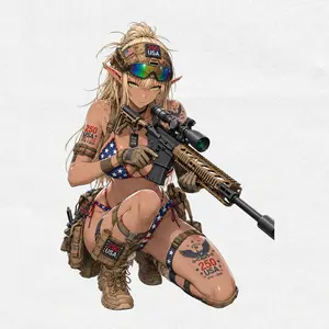 Elf Sniper Girl USA 250th Tactical Bikini Vinyl Sticker  Anime MK12 Waifu  Patriotic 4th of July Tactical Art