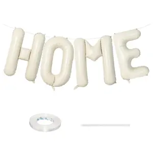 40" Beige HOME Balloons – Housewarming Letter Banner for New Home Welcome & Homecoming Decoration