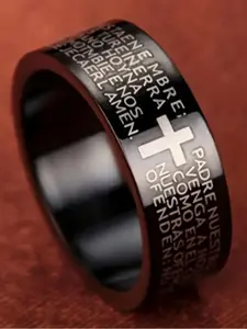 Fashion Retro Classic Letter & Cross Pattern Stainless Steel Ring, 1 Piece Trendy Unisex Rings Jewelry for Men Boys, Classic Fashion Accessories for Daily Wear Vintage Rings