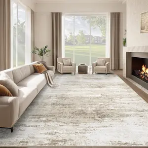 Washable Rug 8x10 Area Rugs for Living Room: Large Neutral Soft Rug Abstract Non Slip Low Pile Modern Carpet for Bedroom Kitchen  Office Dining Room Indoor (Beige, 8'x10')