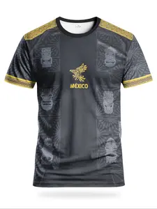 Men's Mexico Cup Football Lightweight Jersey, Comfortable Round Neck Sports Shirt, Casual Breathable Tee for Outdoor Training, All Seasons Wear