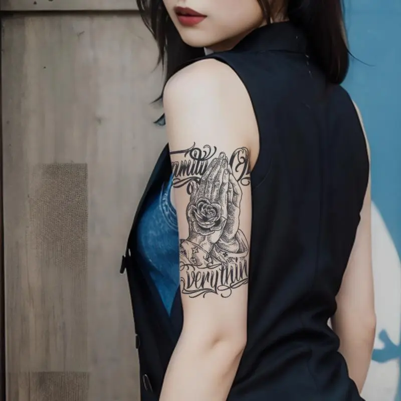 （6 temporary tattoo stickers, including 2 item and 4 random designs）Faith Hand American Style Herbal English Tattoo Stickers temporary  tattoos