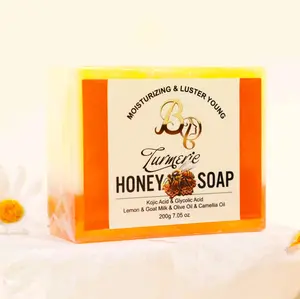 Turmeric Honey Face and Body Soap 200g with Kojic Acid & Glycolic Acid, Moisturizing & Luster Benefits