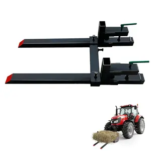 Heavy-Duty Clamp Pallet Fork for Tractor Bucket - 43 Inches - 2000 LB Load Capacity - Adjustable Stabilizer Bar - Ideal for Agriculture, Garden, and Front Loader - Universal Attachment