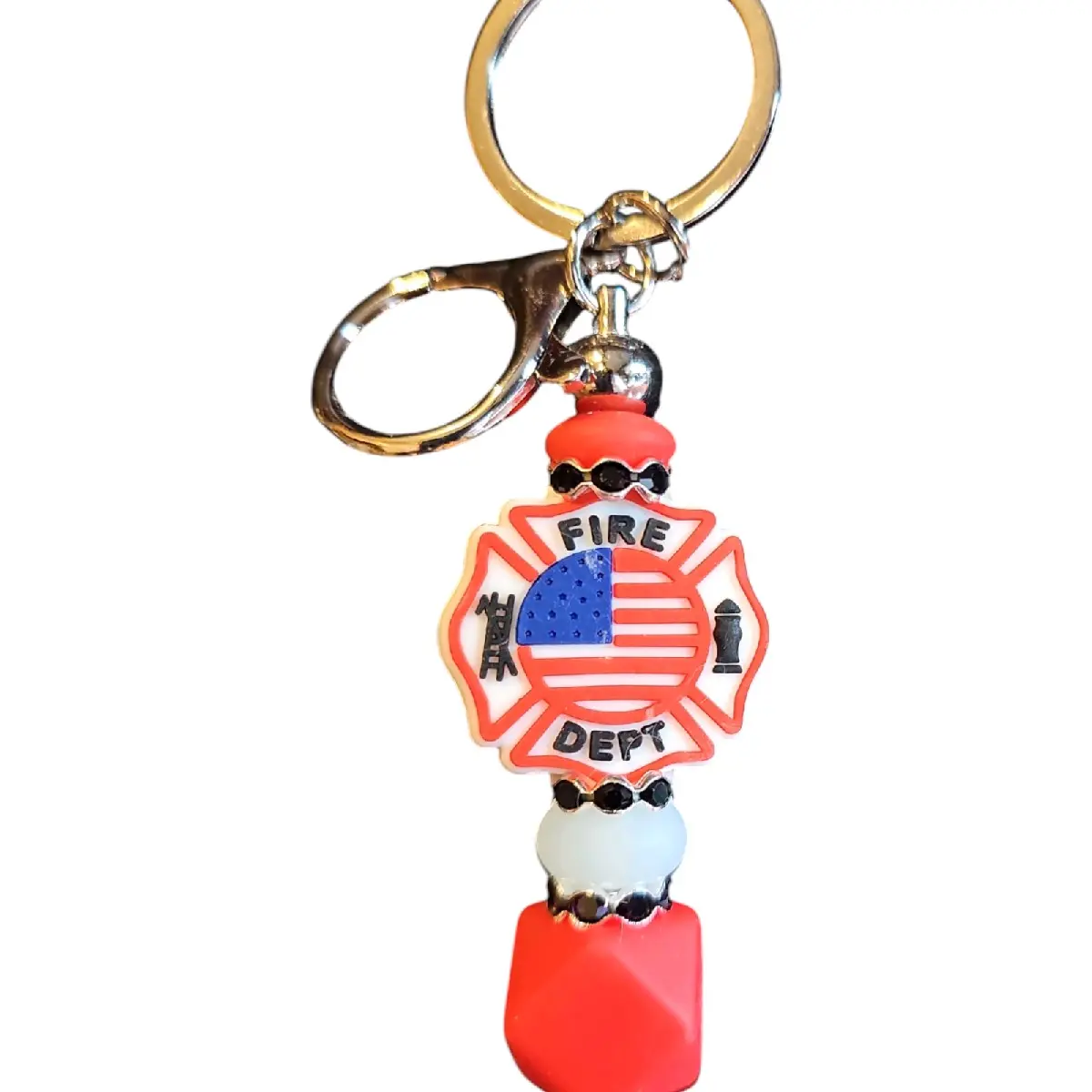 Custom Firefighter Fireman Beaded Keychain for Fire Service - Perfect Accessory for Your Emergency Response Gear