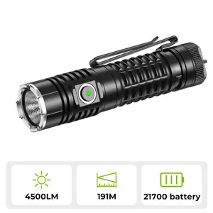 Wurkkos TS22 Powerful 4500LM LED Flashlight with 21700 Battery Magnetic Tail Reverse Charging USB C for Hiking O