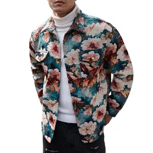 Lush Floral Motif Overshirt – Vintage-Inspired Casual Layering Statement Piece