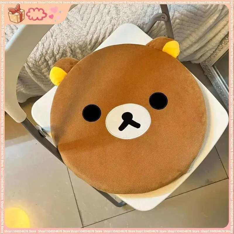 Kawaii Rilakkuma Bear Plush Cotton Cushion - Unisex Student Use, Dormitory/Office Compatible, Removable, Machine-Washable, Autumn-Winter Home/Party Supplies Gift