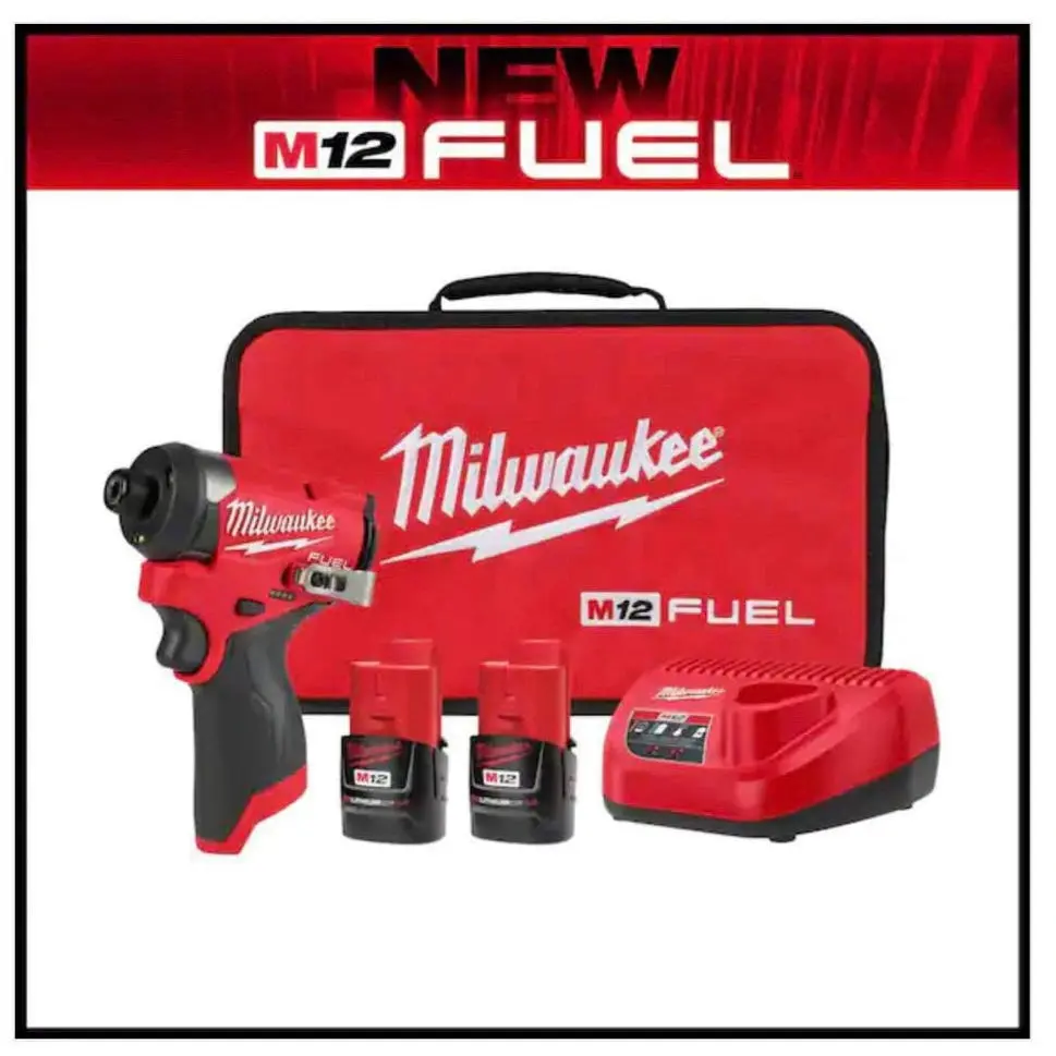 Milwaukee M12 FUEL 1/4 Hex Impact Driver Kit (3453-22) Diy Power Tools