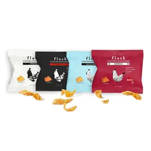 Flock Keto Chicken Skin Chips | 4 Flavors Variety Pack | Low Carb, High Protein, Sugar Free, Gluten Free Fried Chicken Skins for People | (1oz) 8-Pack Crispy Flock Chips