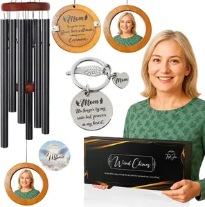 Personalized Memorial Wind Chimes, Sympathy Gift for Loss of a Loved One with Custom Photo Pendant, and Letter from Heaven, 32-Inch Chimes for Families and Friends After Loss