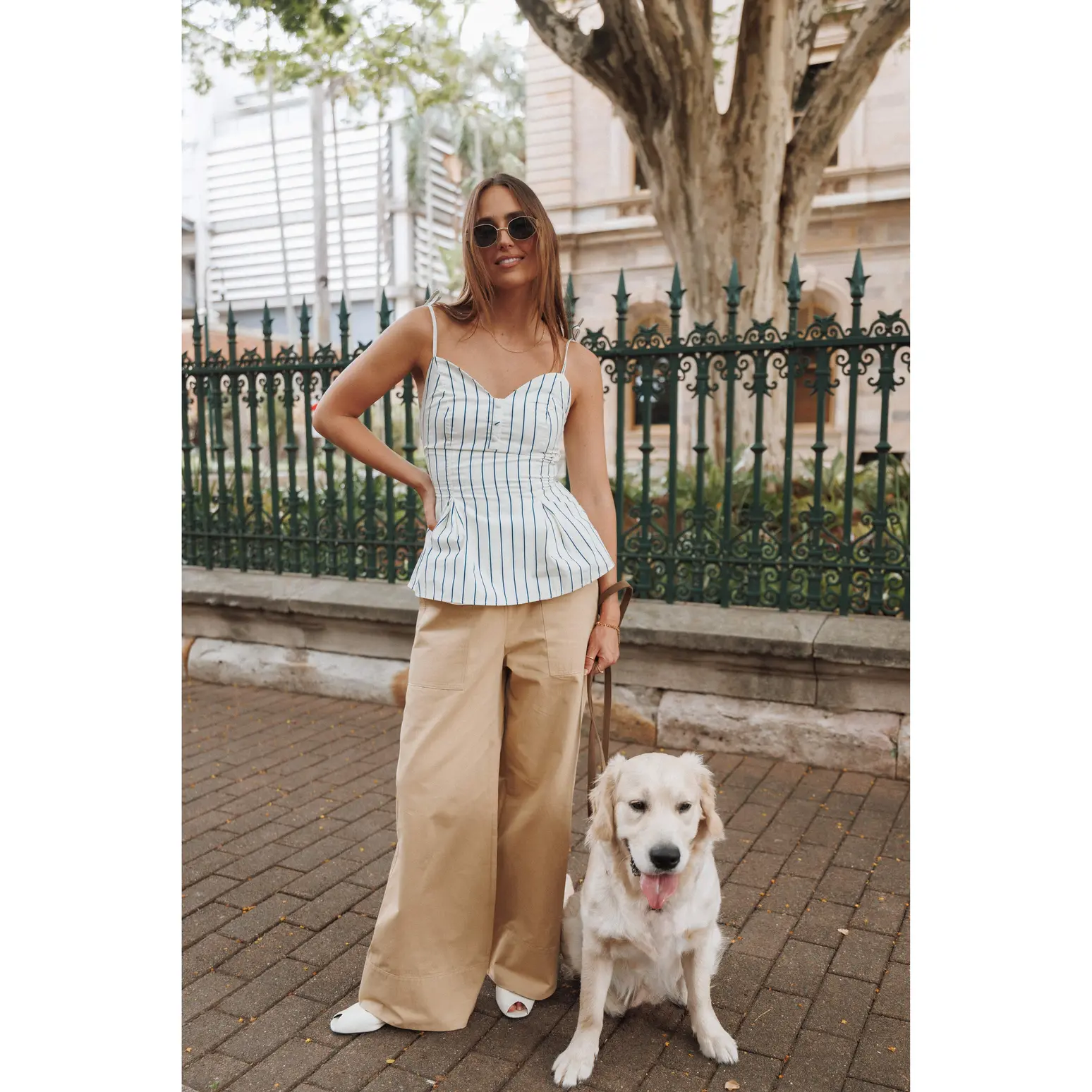 Mia Wide Leg Cropped Pant - Taupe