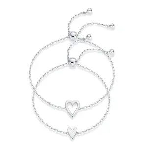 Matching Heart Bracelet Set - Trendy Jewelry with Heart Charm, BFF Friendship Gift, Stylish Party Favor for Best Friends