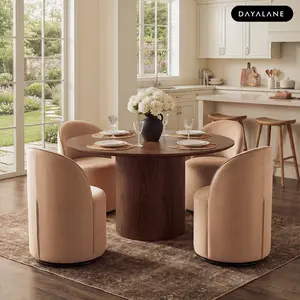 [SummerVibes]DAYALANE Modern Swivel Dining Chair For Dining Room With Rotation Base Velvet Khaki