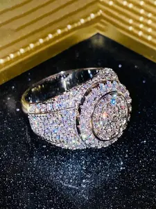 1 PC Luxury Cubic Zirconia Ring Sparkling Zircon Inlay For Women For Wedding Engagement Anniversary Party Jewelry Valentine's Day Gift Jewelry Open Ring Engagement Rings Statement Ring Artificial Gemstone Ring