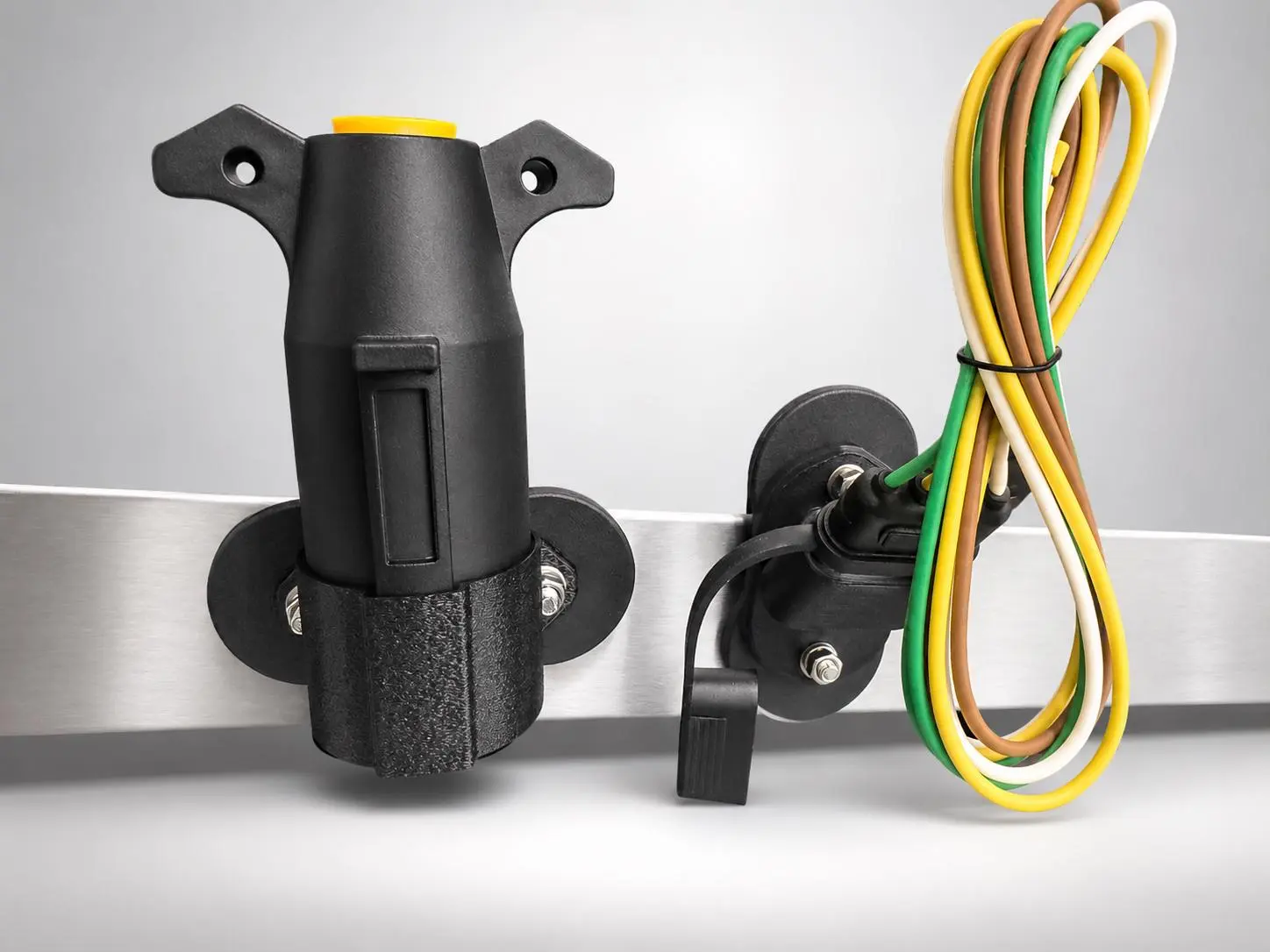 Magnetic Trailer Plug Wiring Harness Holder Adapter - 4-Pin & 7-Way Compatibility for Automotive, Motorhome & Boat Use