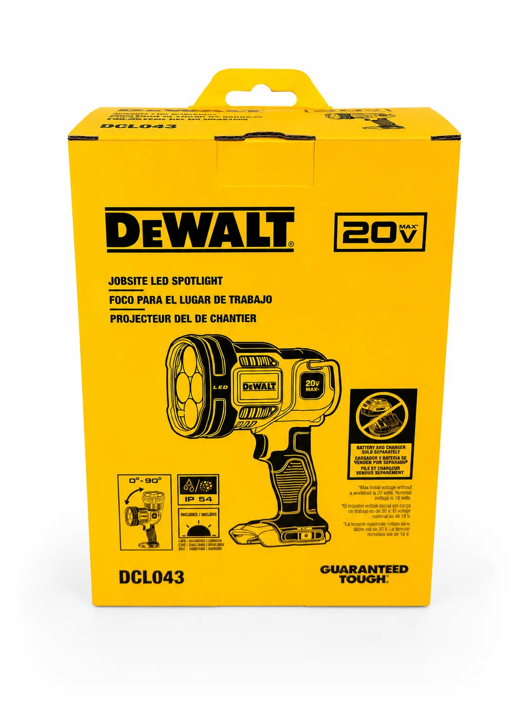 DEWALT DCL043 20V MAX Cordless Jobsite LED Spotlight Flashlight (Tool Only) – High Output Work Light
