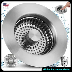Kitchen sink filter screen for washing vegetables and dishes-3 in 1 Kitchen Sink Drain Strainer -304 Stainless Steel Sink Stopper, Anti-Clogging Sink Food Catcher Basket,for US Standard 3 1/2 inch Drain