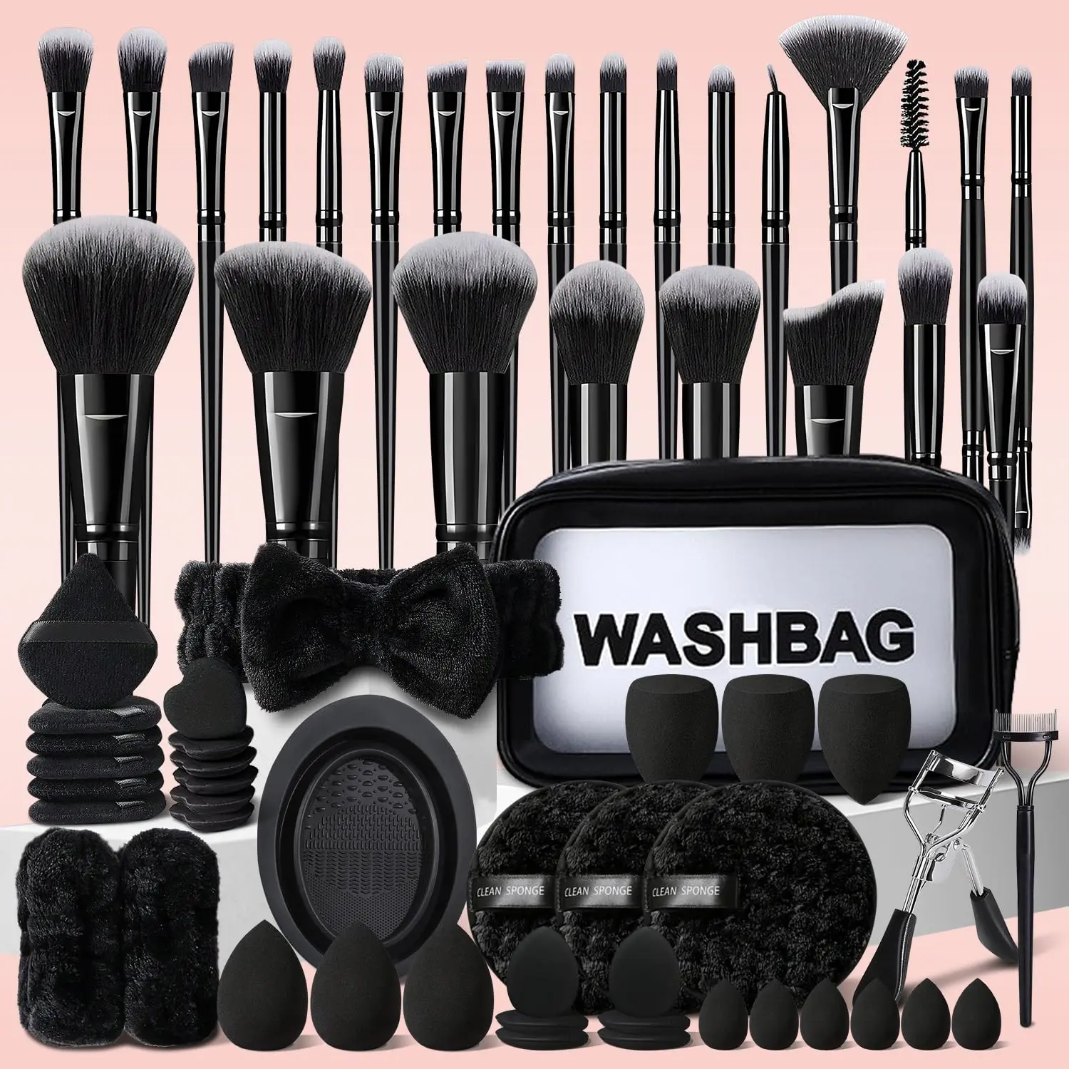 65Pcs Black Makeup Brushes Set, Brush Combo, Professional Set with Case Facial Makeup Accessories, Eye and Face Brushes & Tools, Cosmetic Brushes, Blending Brush, Eyeshadow Brush Set