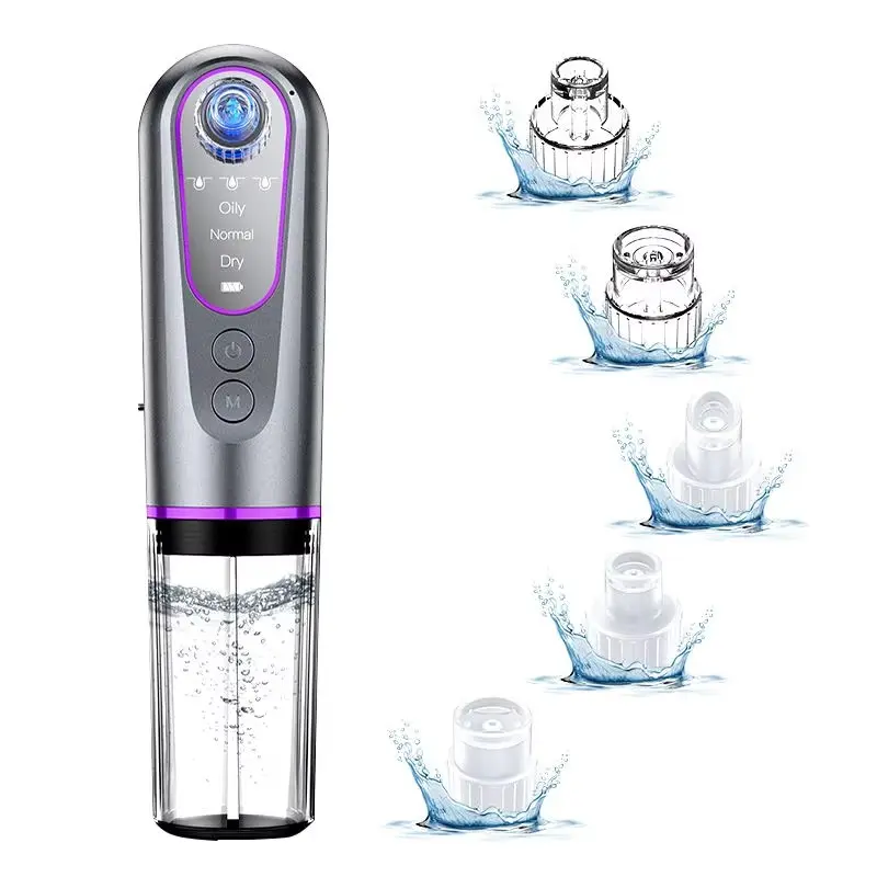Small Bubble Facial Pore Cleanser Beauty Instrument, 2-In-1 Home Facial Cleaner, 3 Adjustable Suction Levels, 5 Replaceable Heads, Deep Cleaning & Skincare, Facial Cleansing Instrument, Facial Cleaning Tool, Beauty Devices