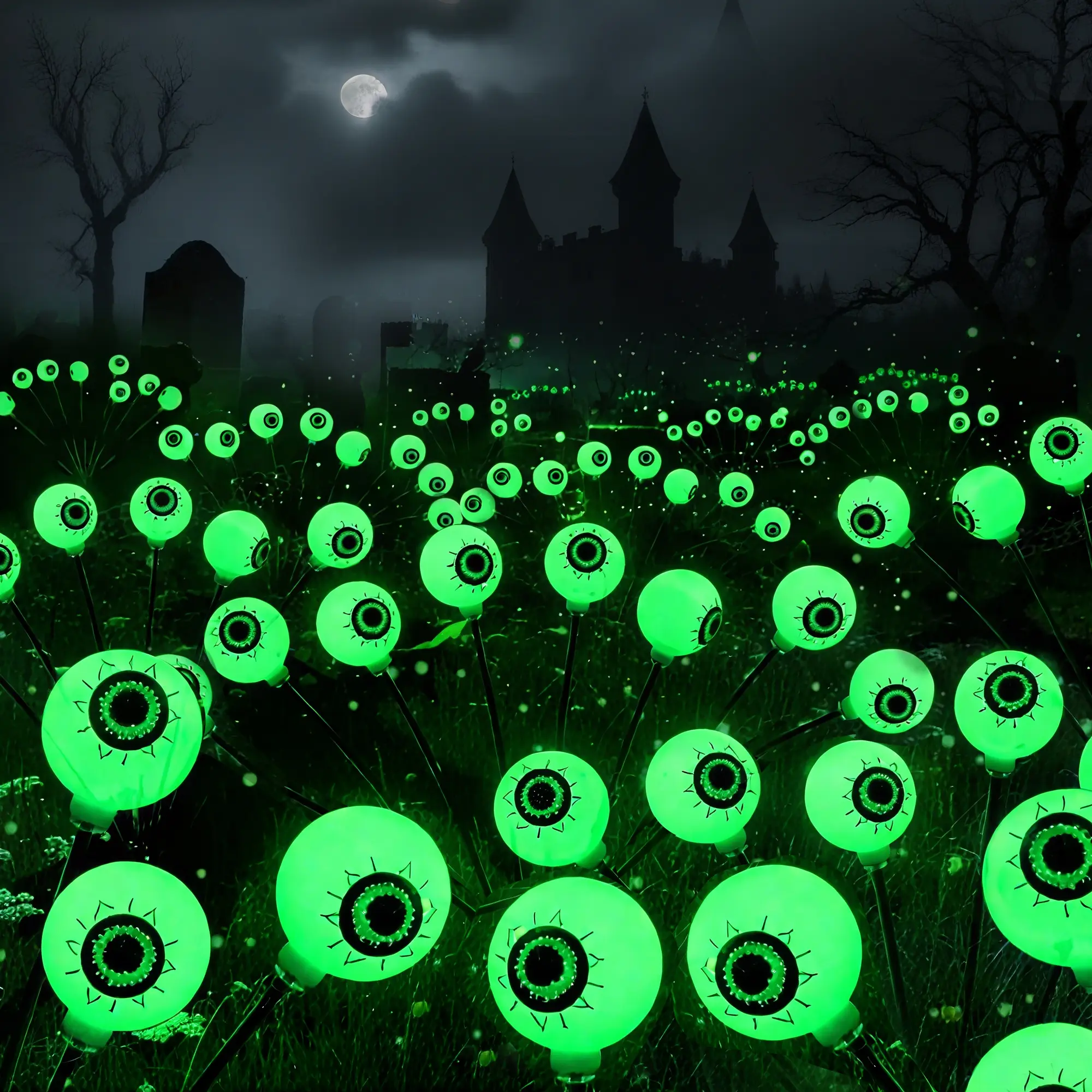 RoyalCraft Solar Halloween Eyeball Lights Outdoor: 8 Pieces Scary Color-Changing LED Eyes with Stakes, IP65 Waterproof Solar Powered Halloween Yard Decorations for Garden, Lawn, Porch