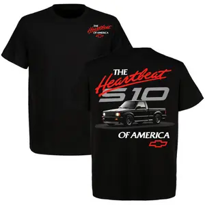 [Winter Outfits]S10 Pickup Chevy The Heartbeat Of America OBS Truck Tee Crewneck Short Sleeve Cotton 2-Sided T-Shirt Racing Style Perfect Gift For Him For Her