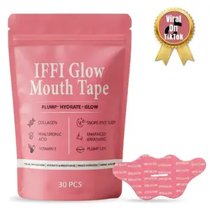 IFFI Glow Hydrating Mouth Tape for Sleeping - 30 Pieces Lip Plumping Sleep Strips with Collagen, Hyaluronic Acid Vitamin E , Built In Moisturize Lip Mask and Gentle Anti Snoring Tape for Sensitive Skin