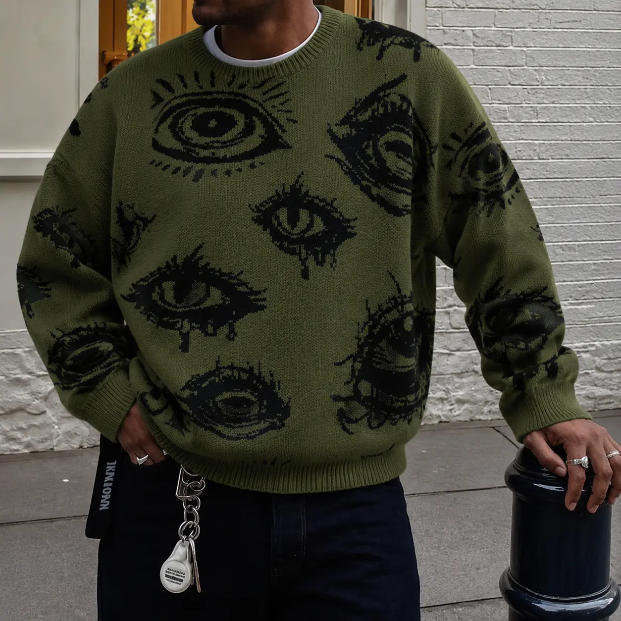 2026 Autumn Winter Turtleneck Elegant Long Sleeve Loose Fit Jacquard Eye Warm Base Layer Knitted Pullover Sweater
