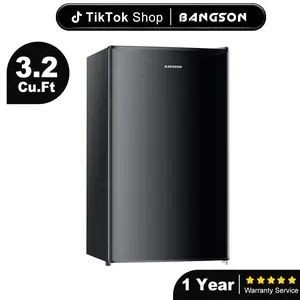 BANGSON 3.2 Cu.Ft Mini Fridge with Freezer, Compact Fridge, Energy-efficient Refrigerator, Quiet,Single Door Small Refrigerator, Drink Refrigerator, Garage Fridge, Room Fridge, Protable Refrigerator, Silver, Black, White