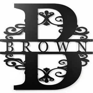 Custom Metal Sign with Split Letter Monogram Personalized Last Name Wall Decor Laser Cut Family Name Plaque Housewarming Gift