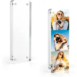 Photo Booth Frame 2x6 Picture Frame, Clear Acrylic Frame, Strong Magnetic 2x6 Acrylic Picture Frames, Free Standing Desktop Display- 1 Pack