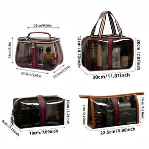 New Multi-Functional Combination  Retro Vintage Vanity Bag, Makeup Organizer for Women, Ladies Travle Storage Case, Transparent Toiletry Bag, Portable Skincare Storage Case (Brown) #Summervibes