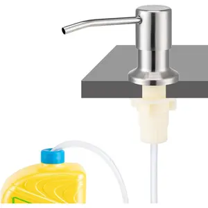 Soap Dispenser for Kitchen Sink, Built in Sink Soap Dispenser (Brushed Nickel), Countertop Dish Soap Dispenser Stainless Steel Pump with " Extension Tube kit, No Need to Frequent Refills
