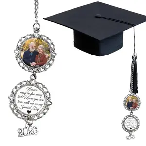 Custom Graduation Tassel Photo Charm, Walking With You Today & Always Memorial Charm