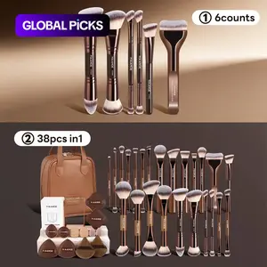 MAANGE Makeup Brush Set with 12 Powder Puffs, Storage Cylinder and Handheld Bag, Metal Frame, 6/24 Pieces Cosmetic Tools, Face Makeup Brushes, Soft Brushes #GLOBAL PICKS