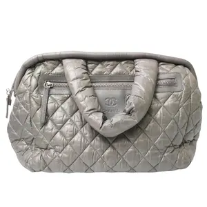 Pre-owned CHANEL nylon Tote Bags Quilted Coco Cocoon Bowler Green