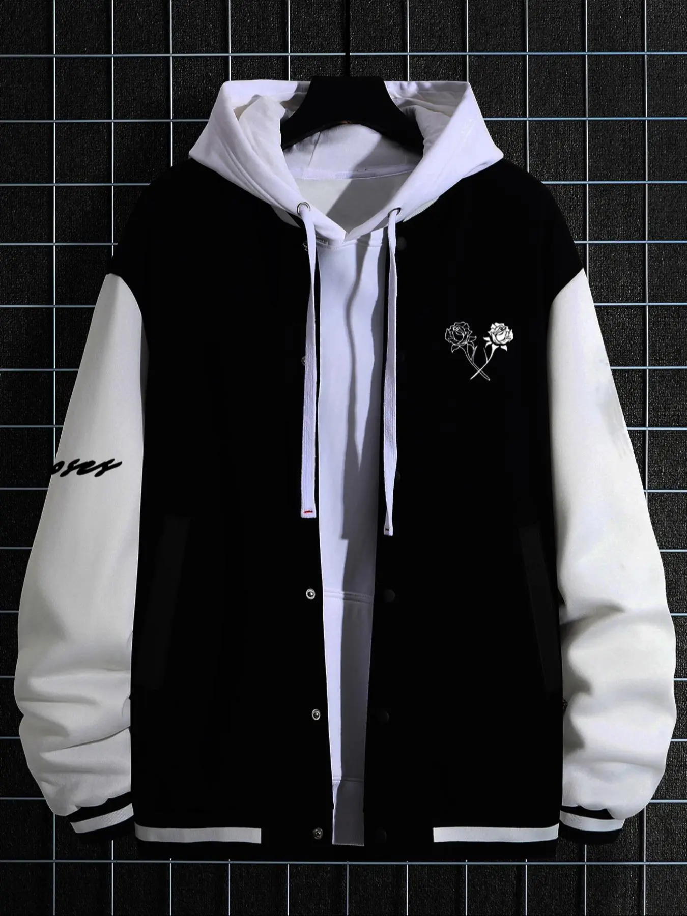 Men's Colorblock Button Front Baseball Jacket, Fashionable Jacket, Casual Athletic Jacket, Regular Fit Long Sleeve Outerwear for Fall & Winter, Streetwear, Casual Fitted Jacket, Drop Shoulder Jacket, Button Down Jacket