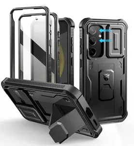 Dexnor for Samsung Galaxy S24/S24 Plus/S24 Ultra/S24 FE Case with Built-in Slide Camera Cover & Screen Protector & Kickstand, Heavy-Duty Shockproof Rugged Case Full-Body Bumper Protective Cover (2024)