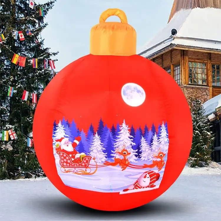 YUEWO 47.2" Light Up Inflatable Christmas Ball Giant Inflatable Ornaments Outdoor Large Xmas Ball Inflatable Christmas Blow Up Yard Decorations for Outside Holiday Yard Lawn Porch Decor (Red)