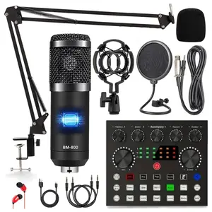 Podcast Equipment Bundle, V8S Audio Interface with BM-800 Condenser Microphone, Studio Equipment with Mic Arm for Podcast, Streaming, Voice Over, Singing