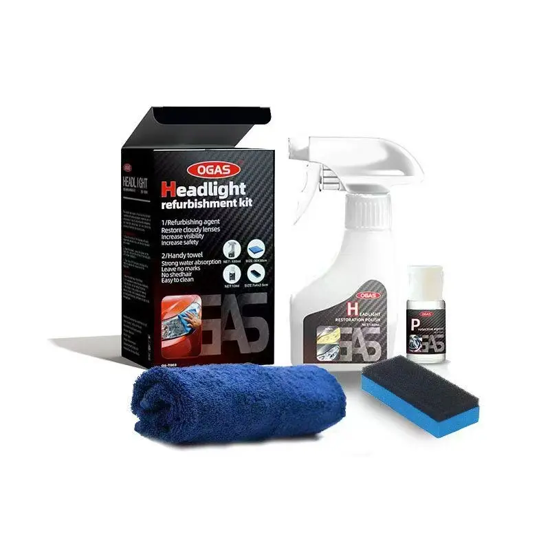 Car Headlight Repair & Restoration Kit (DD-0031A/C) with 180ml Plastic Coating Spray, No Polishing Needed, Eliminates Yellowing, Restores Lenses, Enhances Brightness, Fade Resistant Car Body Repair Accessory