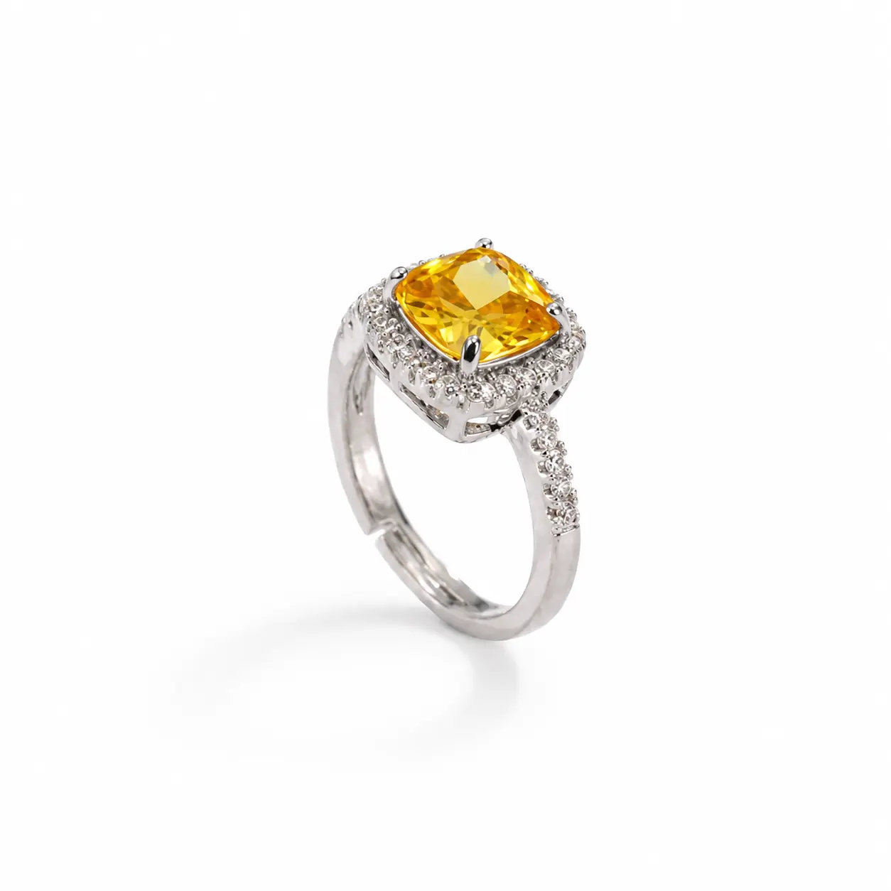 Elegant Yellow Stone Open Ring