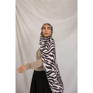 VELA Square Animal Print Hijab, Modal Fabric, Lightweight, Soft, Bold Design, Neutral Tones