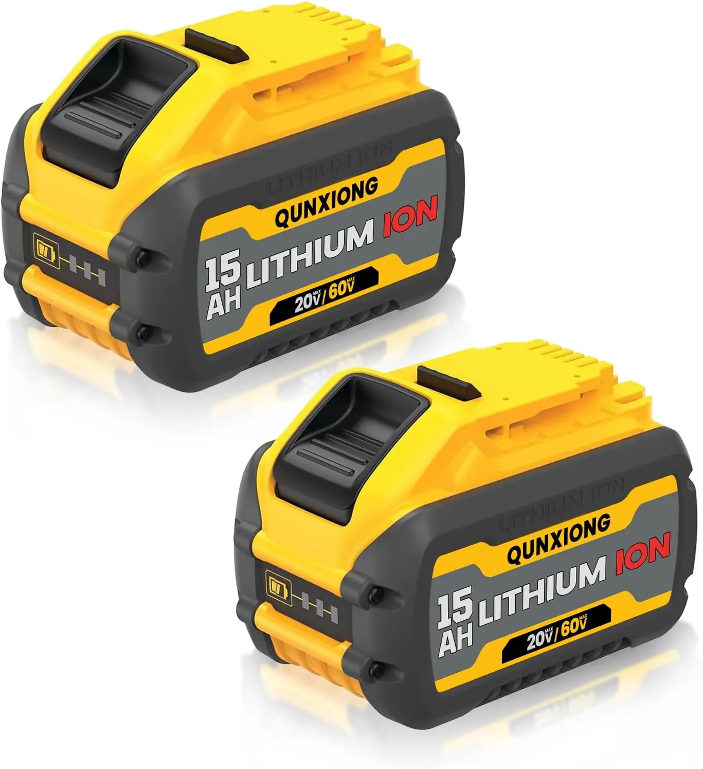 15.0Ah*2pack Dual-Voltage Cordless Tool Batteries, 20V/60V Max Lithium-Ion Dewalt Replacement with 21700 High-Power Cells, Plug-and-Play, Sustained Output, Compatible with DCB606/DCB609/DCB612 & Dewalt High-Power Tools (Batteries Only)