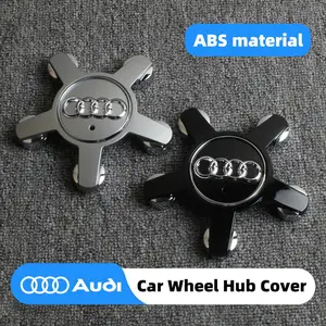 4Pcs Car Wheel Hub Cover Precision Fit Tires Rim Center Cap Automotive Decorative Auto Parts Accessories For Audi S-Line A3 A6 A4 A5 A7 A8 Q5 Q4 Q3 Q7 Quattro