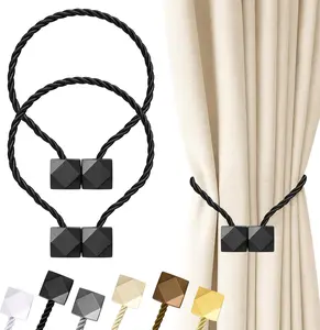 Magnetic Curtain Tiebacks Black 2pcs, Curtain Tiebacks Buckles Holdbacks Holders Hooks Clip for Home Bedroom Office Decorative Curtain