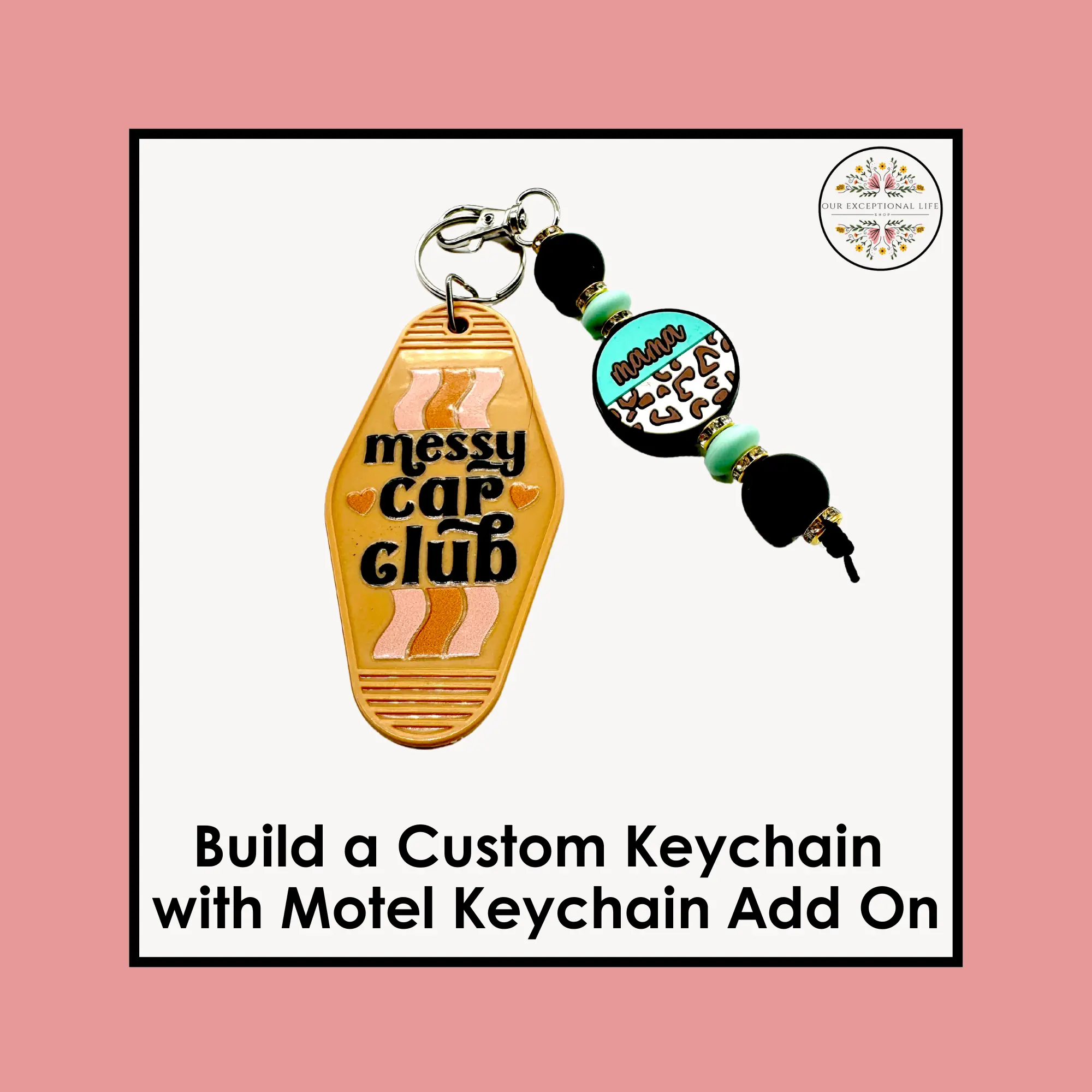 Tik Tok Live - Custom Silicone Beaded Keychain with Motel Keychain Add-On
