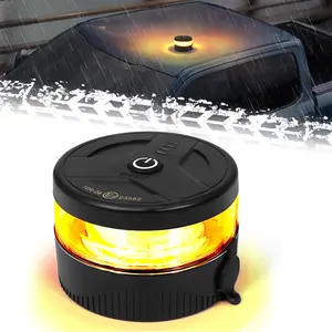 DIBMS Magnetic Wireless Beacon Light, USB-C Rechargeable LED Strobe Lights for Trucks, Mini Portable Flashing Emergency Safety Warning Light for Postal Car Tractor UTV Golf Cart IP67 Waterproof Amber cars accessories car stuff