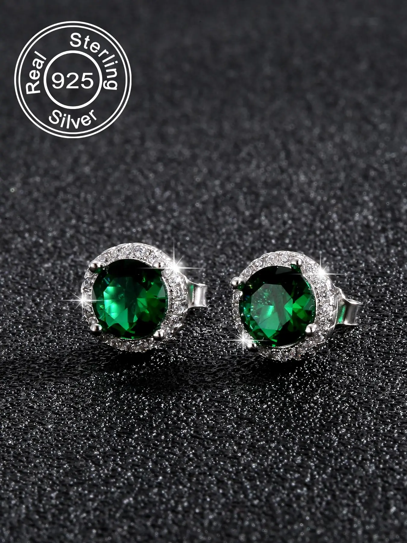 925 Sterling Silver Round Shaped Rhinestone Decorated, High Quality Earrings, Earrings Studs, Fashion Ear Jewelry for Party, Daily Clothing Decor for Girl, Trendy All-match & Exquisite Jewelry for Gift